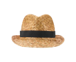 Breathable natural straw hat, customisable band colour black