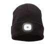 Ribbed stretch beanie, built-in front LED, 92 g/m2 colour black