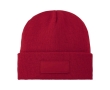 Cosy hat with patch colour red