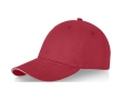 6-panel cotton cap, 260 g/m² with buckle colour red