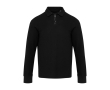 Unisex cotton long-sleeve polo with half zip 245 g/m² Elevate colour black