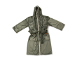 Premium fleece bathrobe with hood and pockets, size S/M colour dark green