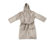 Premium fleece bathrobe with hood and pockets, size S/M colour grey