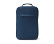 Modern vegan leather travel backpack with trolley strap colour blue