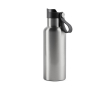 Promotional thermal bottle with handle and push-button lid, 500 ml colour silver
