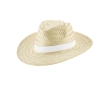 Straw hat with band colour white