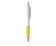 Ballpoint pen white barrel rubber grip colour yellow