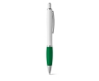 Ballpoint pen white barrel rubber grip colour green