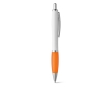 Ballpoint pen white barrel rubber grip colour orange