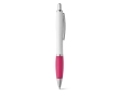 Ballpoint pen white barrel rubber grip colour fuchsia