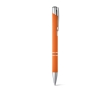 Aluminium ballpoint pen with rubber barrel black ink colour orange