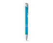 Aluminium ballpoint pen with rubber barrel black ink colour light blue