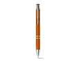 Pen made of plastic in many colours with blue ink, Aster Budget colour orange