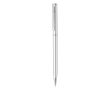 Rotatable metal ballpoint pen with blue ink colour silver