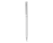 Rotatable metal ballpoint pen with blue ink colour matt silver