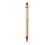Recycled paper ballpoint pen with wooden clip colour red