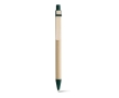 Recycled paper ballpoint pen with wooden clip colour green