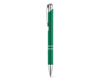 Aluminium ballpoint pen, click mechanism, blue ink colour green