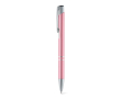 Aluminium ballpoint pen, click mechanism, blue ink colour pink