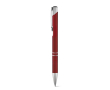 Aluminium ballpoint pen, click mechanism, blue ink colour red
