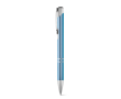 Aluminium ballpoint pen, click mechanism, blue ink colour light blue