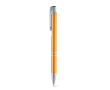 Aluminium ballpoint pen, click mechanism, blue ink colour orange