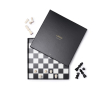 Classic chess set with black and white wooden pieces colour black