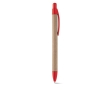 Sustainable ballpoint pen kraft paper blue ink colour red
