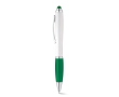 Ballpoint touch pen with white barrel & blue ink colour green
