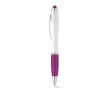 Ballpoint touch pen with white barrel & blue ink colour violet