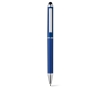Plastic touch pen with metal surface, black ink, eTop colour blue
