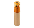 Set of 6 children’s coloured pencils in tube case colour orange