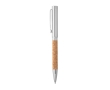 Cork and metal pen with twist mechanism, blue ink colour natural