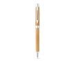Natural bamboo pen with metal clip, blue ink colour natural