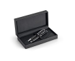 Rollerball and ballpoint pen set metal and carbon fibre colour black