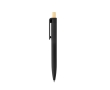 Recycled plastic ballpoint pen with bamboo push button, blue ink colour black