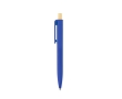 Recycled plastic ballpoint pen with bamboo push button, blue ink colour blue