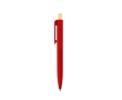Recycled plastic ballpoint pen with bamboo push button, blue ink colour red
