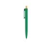 Recycled plastic ballpoint pen with bamboo push button, blue ink colour green