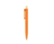 Recycled plastic ballpoint pen with bamboo push button, blue ink colour orange