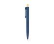 Recycled plastic ballpoint pen with bamboo push button, blue ink colour navy-blue
