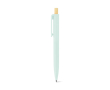 Recycled plastic ballpoint pen with bamboo push button, blue ink colour pastel green