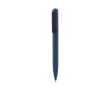 Recycled metal pen with clip, round design, black ink colour blue