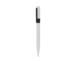 Recycled metal pen with clip, round design, black ink colour white