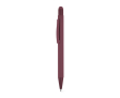 Recycled aluminium pen with stylus tip and rubber finish, blue ink colour burgundy