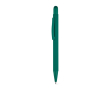 Recycled aluminium pen with stylus tip and rubber finish, blue ink colour dark green