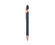 Matte recycled aluminium pen with stylus tip and blue ink colour blue