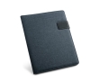Exclusive writing case, imitation linen & leather + pad, A4 Grid colour blue