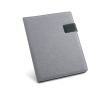 Exclusive writing case, imitation linen & leather + pad, A4 Grid colour grey