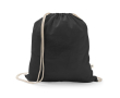 Drawstring backpack in recycled cotton and polyester, 150 g/m2 colour black